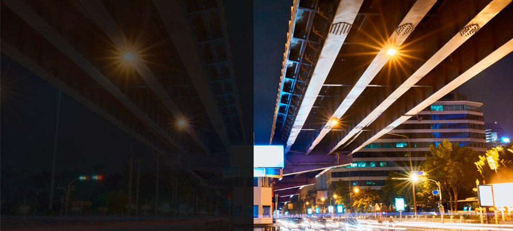 Нормальное зрение (справа) и ночное зрение при никталопии (слева)